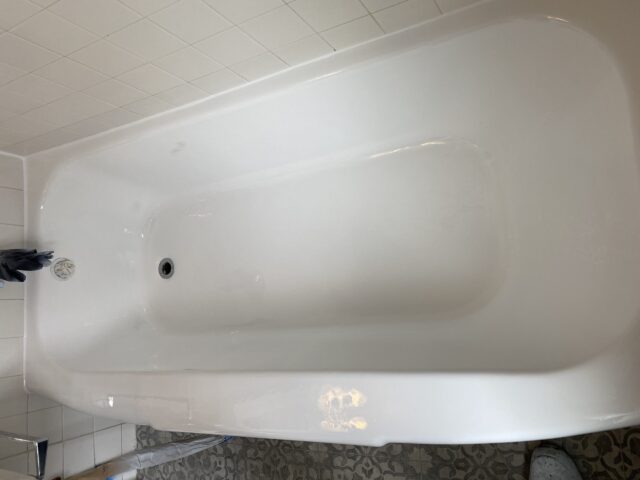 A bathtub with polished and restored surface
